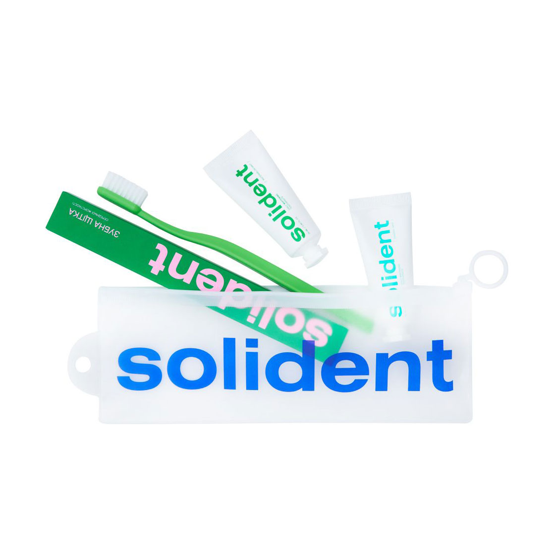 Набір для подорожей Solident Mint &amp; Watermelon (зубна паста, 2*25 мл + зубна щітка, 1 шт + косметичка, 1 шт)
